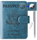 Airtag Passport Holder for Travel (117#Blue)