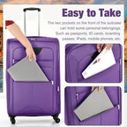 Softside Luggage Set Lightweight 3 Piece Suitcase with Duffel Bag (Softside Luggage(22/26/30) / Purple + bags)