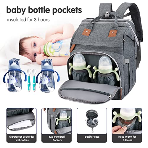 Diaper Bag Backpack (Light Grey)
