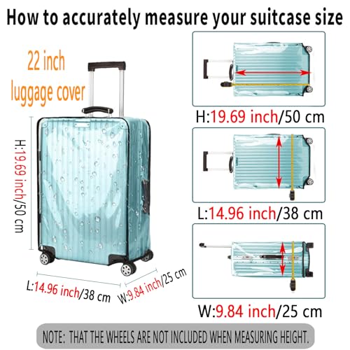 22 Inch Waterproof Clear Suitcase Cover (Black Trim-0.4mm / 22" Suitcase Cover.)