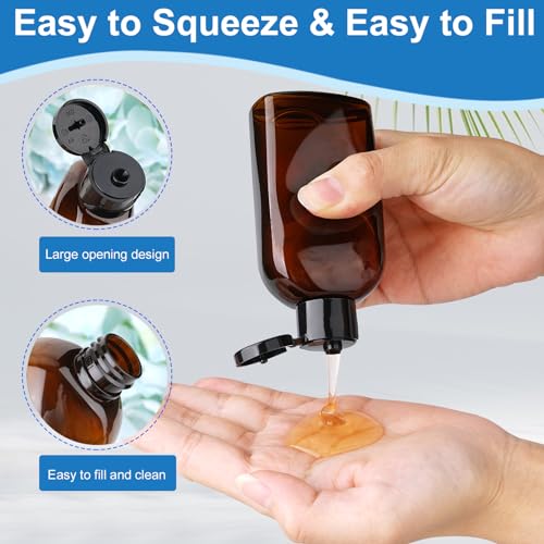Travel Size Containers Travel Shampoo Bottles 4pcs 3.4oz TSA Approved Travel Containers for Toiletries Leak Proof Refillable Lotion Containers with Flip Cap Small Plastic Squeeze Bottles (3.4oz Colorful - 1 Brown)