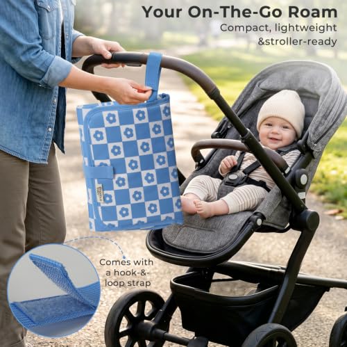Portable Changing Pad (Blue Checkers&Flowers)