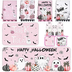 10 Pcs Halloween Kitchen Decor Pink Ghost Kitchen Rugs Set (Pink, White / Ghost)