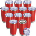 20oz Tumbler Insulated Coffee Tumblers with Lid Stainless Steel Red 12P (Red)