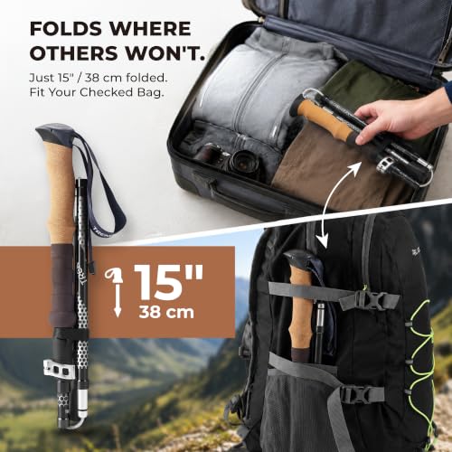 Trek Z Hiking Trekking Poles (Cork Black / 100–120 cm (for Height: 4’11” to 5’10”))