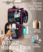 D&D Wanderlust Hanging Travel Toiletry Bag for Women & Men (1 Pack Purple)