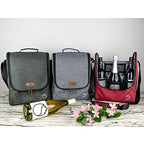 Insulated Wine 3 Bottle Carriers Tote Travel Cooler Gift Bag For Airplane Liquor With Padded Shoulder Strap (3-bottle / 3-Green)