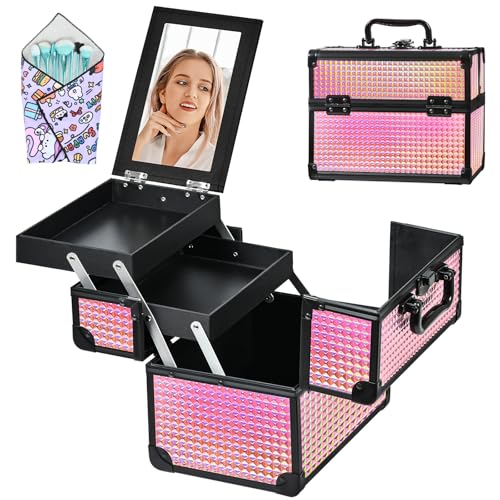 Makeup Case Organizer (Black Bright Pink)