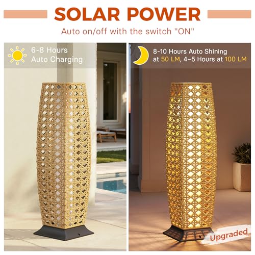 Outdoor Floor Lamp Solar Lantern (1 PC Large / Diamond Natural)