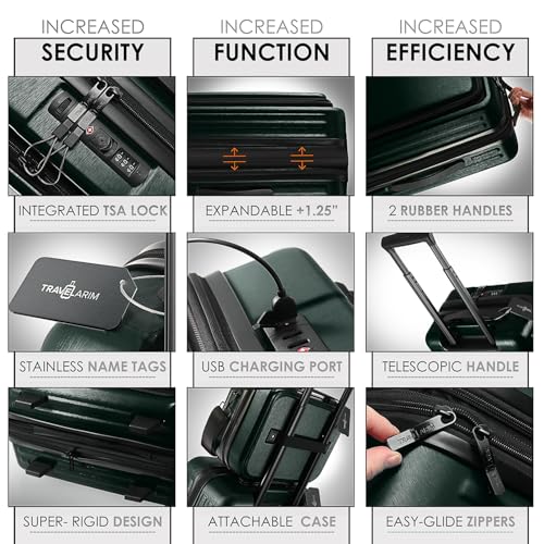 Hard Shell Luggage Sets with Spinner Wheels 4 Piece (4 Piece Set (20/24/28) / Green)