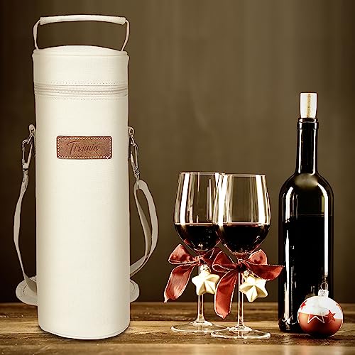 Single Wine Bottle Cooler Bag Carrier (Beige)