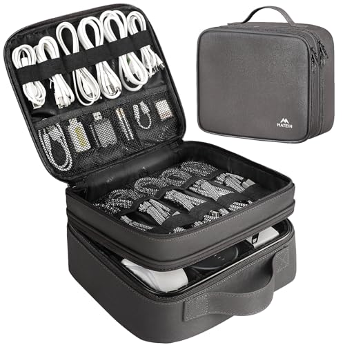 Cord Organizer Bag with Adjustable Divider (Grey / Medium)