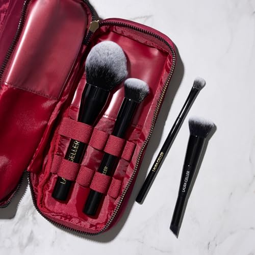 Quilted Makeup Bag with Brush Case (Burgundy)