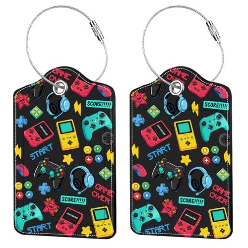 2 Pack Game Luggage Tags for Suitcase (Funny-video-game)