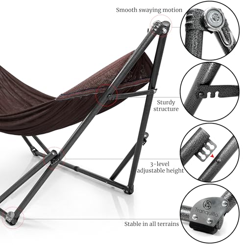 Universal Double Hammock with Stand Included for 2 Persons (1. Brown)