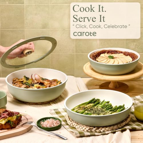19pcs Pots and Pans Set Non Stick (Sage Green / 19 Piece)