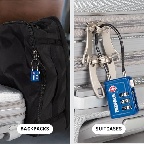 TSA Accepted Luggage Lock with 2.5" Cable Shackle (2.5" Shackle / Blue)