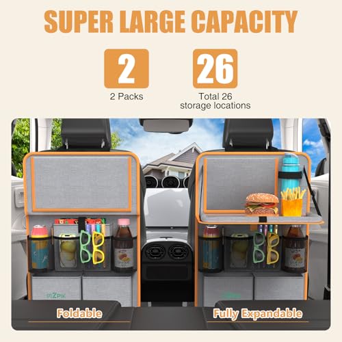 Car Backseat Organizer with Tablet Holder (Orange / 2pack)