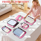 4 Set/6 Set/8 Set Compression Packing Cubes Travel Accessories Expandable Packing Organizers (Half Mesh, 6-Pink) (6-Pink / Half Mesh)