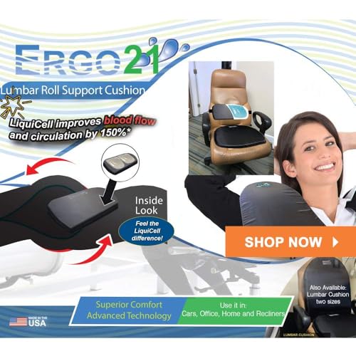 Neck & Back Support Lumbar Roll Made of Liquid Filled Membranes (Lumbar Roll - 16" x 10" x 2")