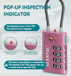 TSA Approved Luggage Locks with Search Alert Indicator (Rose Purple)