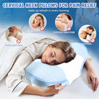Cervical Neck Pillows with Memory Foam (1 Pack Blue / Standard)