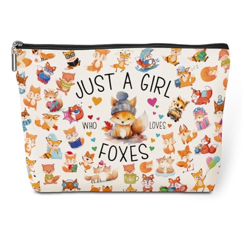 A Girl Loves Foxes Fox Gifts Fox Stuff Foxes Decor Cosmetic Bag Nurse Appreciation Graduation Christmas Birthday Gift Makeup Bag Funny Friendship Gifts for Women Best Friend Mom Teen Girls Sister (Girl Foxes 1133)