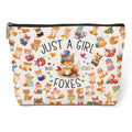 A Girl Loves Foxes Fox Gifts Fox Stuff Foxes Decor Cosmetic Bag Nurse Appreciation Graduation Christmas Birthday Gift Makeup Bag Funny Friendship Gifts for Women Best Friend Mom Teen Girls Sister (Girl Foxes 1133)