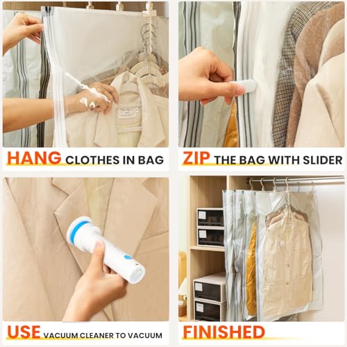 Hanging Vacuum Storage Bags with Electric Pump (Sheer / 4-Combo)