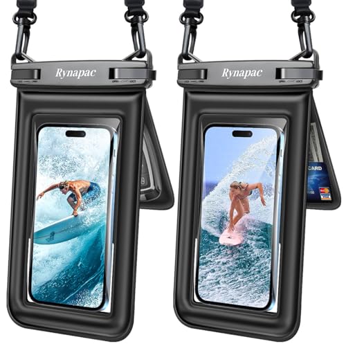 Double Space Floating Waterproof Phone Pouch [Up to 8.5''] (Black & Black)