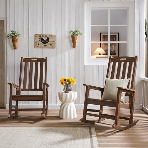 Outdoor Rocking Chair Set of 2 (Dark Brown / 2 pack)