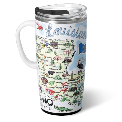 22oz Insulated Travel Mug with Handle & Lid (Louisiana / 22 Ounces)