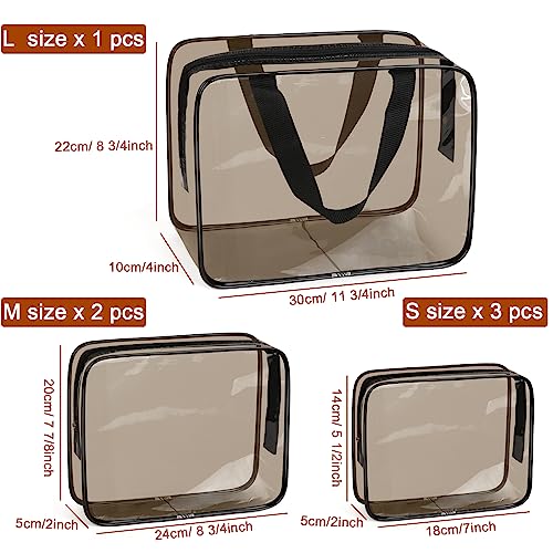 Clear Makeup Bags (Black Brown-6PCS (Large+Medium+Small))