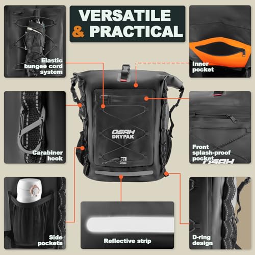 Waterproof Backpack Dry Bag 25L (Black / 25L)