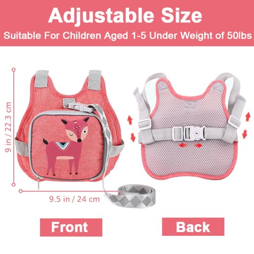 Toddler Harness Leash + Anti Lost Wrist Link (Pink/Deer)