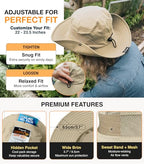Safari Hat for Men Sun Hats for Women UV Protection UPF 50+ Fishing (Khaki Standard 1 Pack / Safari)