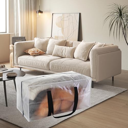 8 Pack Heavy Duty Extra Large Moving Bags with Black Handles (Clearblack-8)