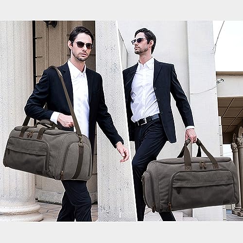 Carry On Garment Bag for Travel Convertible Garment Duffle Bag Suit Bags for Men Women Travel 2 in 1 Hanging Suitcase Business Travel Bag with Toiletry Bag (50l / Grey)