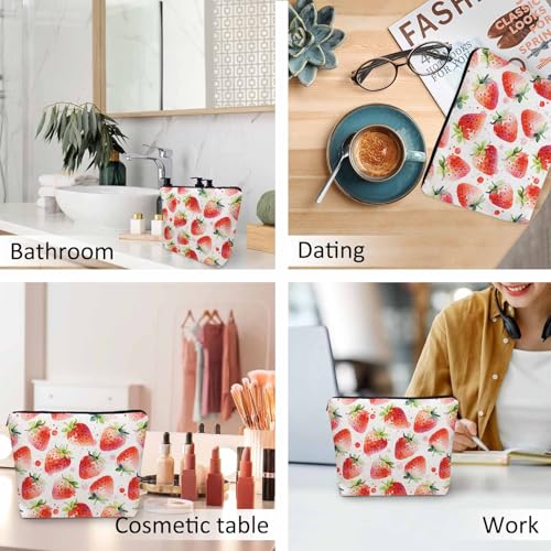 Strawberry Cosmetic Travel Bag For Toiletries (9 x 7.1 inch / Strawberry)