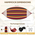 Cotton Camping Hammock Portable with Tree Straps Holds 660lbs (Red)