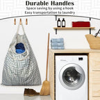 Canvas Laundry Bag with Handles & Drawstring (Geometry Light Gray,1pc XL / XL 33"W x 35"H┃1 Pack)