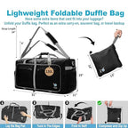 Travel Duffle Bag for Women & Men. Extra Large Foldable Duffel Bags (120L / Black)