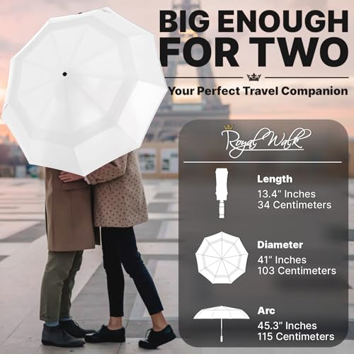 Compact Travel Umbrella for Rain (White)