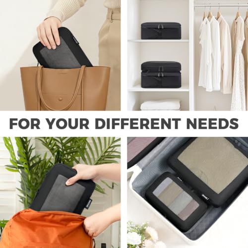 4 Set/6 Set/8 Set Compression Packing Cubes Travel Accessories Expandable Packing Organizers (Square Mesh, 08-Black) (08-Black / Square Mesh)