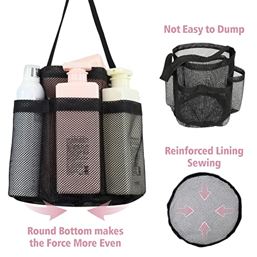Mesh Shower Caddy Portable (2 Pack Black / L (Round Dorm Caddy))