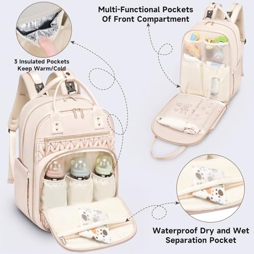 Diaper Bag Backpack (Beige)