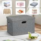 Storage Bins with Lids Fabric Closet Organizers Cubes Office Organization (Black and White Mix / Large -3 Pack)