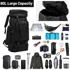 80L 2 pack Hiking Backpack for Men with Sling Tactical Backpack (80l Black - Pro(900d Fabric) + Sling Bag Bundle / Hiking Backpack 3077)