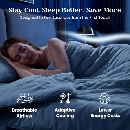 Temperature Regulating Comforter (Light Gray With Navy Trim / Ultimate Twin (60"x80"))