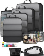 9 11 Set Compression Packing Cubes for Travel Essentials (Black / 9 set)